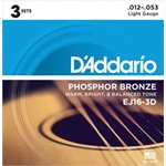 CORDE DE GUITARE ACOUSTIQUE 12-53 ENS. DE 3 PAQUET D'ADDARIO